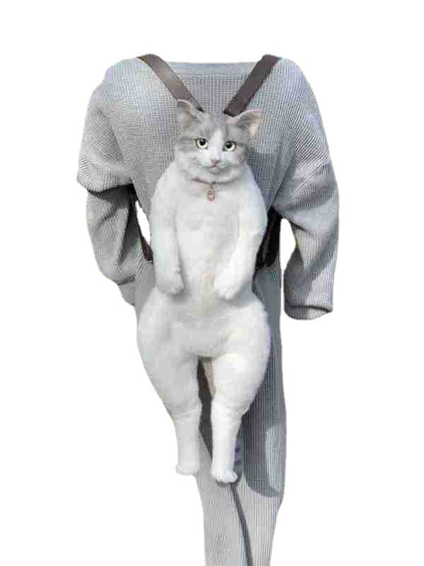 HKM-3713213 Plush Cat Backpack Toy for Kids - Brown & Gray 60cm Soft Doll