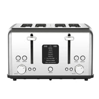 HKM-371347 Stainless Steel 4-Slice Digital Toaster with LED Display and Dust Cover