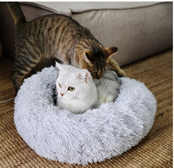 HKM-3713597 Cozy Cotton Cat Nest Cushion for Winter Comfort - 50x50 cm in Light Grey