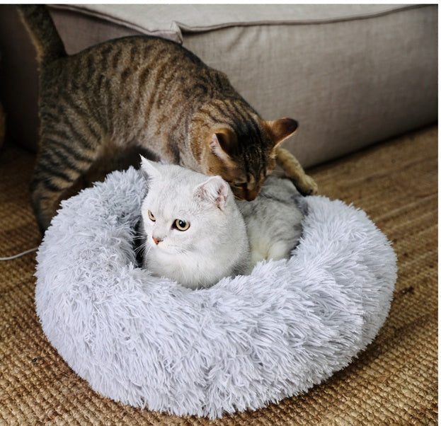 HKM-3713597 Cozy Cotton Cat Nest Cushion for Winter Comfort - 50x50 cm in Light Grey
