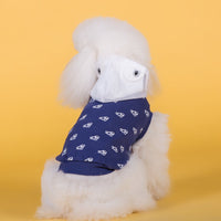 HKM-3714109 Cotton Stretch Dog Clothes for Spring and Summer, Casual Bipedal Wear in Blue and Yellow