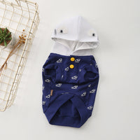 HKM-3714109 Cotton Stretch Dog Clothes for Spring and Summer, Casual Bipedal Wear in Blue and Yellow