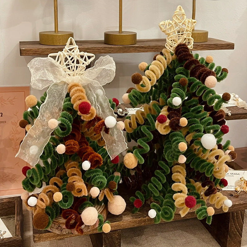 HKM-371411 Creative Handmade Maillard and Pearl Christmas Tree Material Kit - 20cm for Desktop Celebration