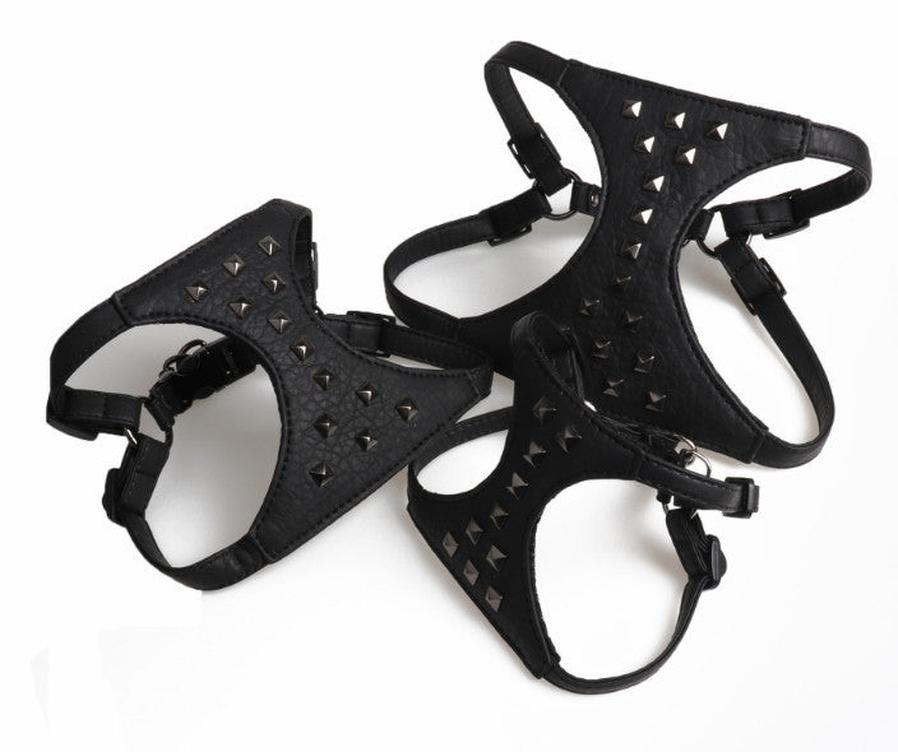 HKM-371475 Adjustable Stylish Studded Leather Dog Vest with Leash