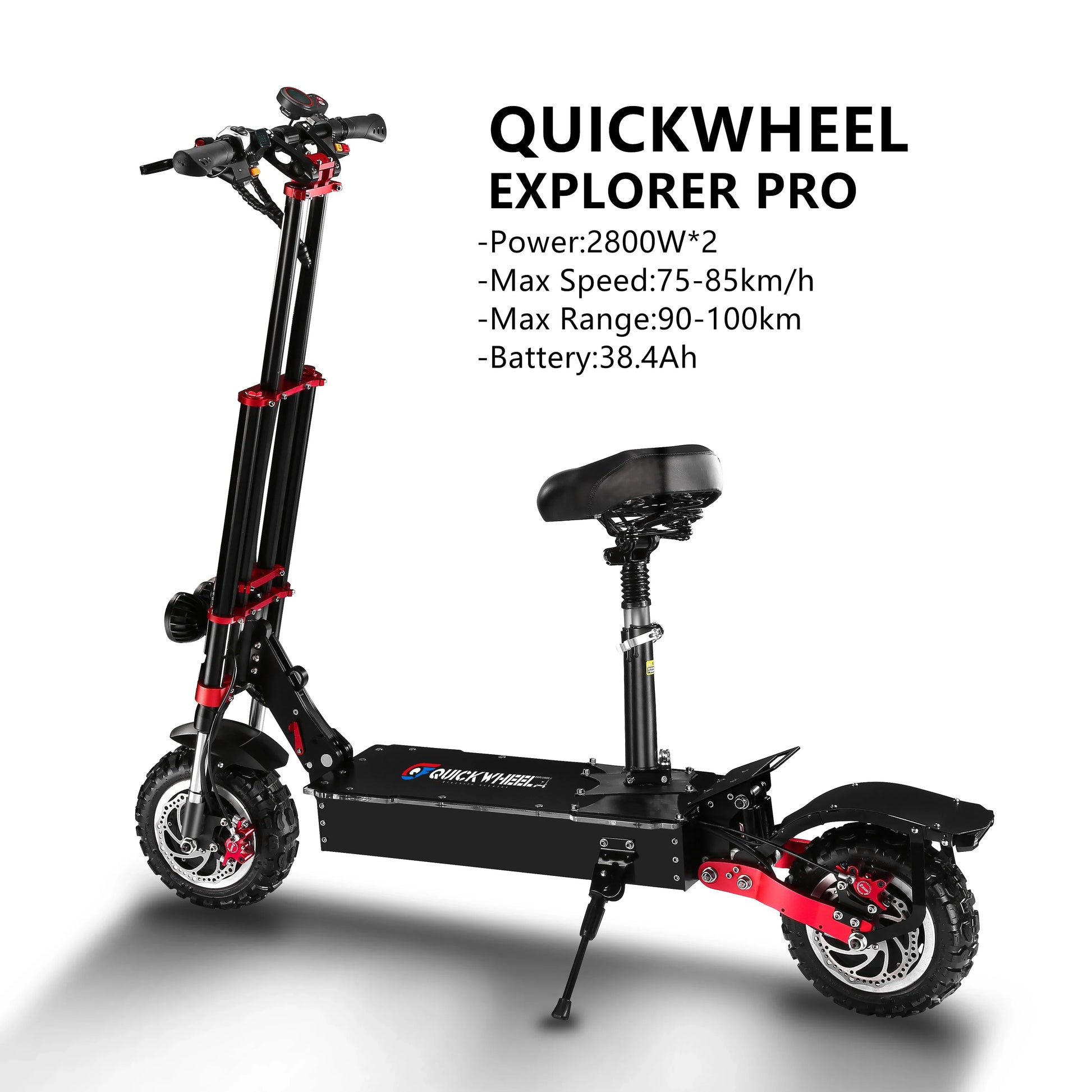 HKM-371475 Quickwheel S3 Electric Scooter with 60V Removable Battery, 13-Inch Tires, and Dual Suspension