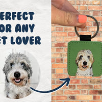 HKM-3715389 Personalized Cowhide Keychain with Custom Pet Photo Pendant