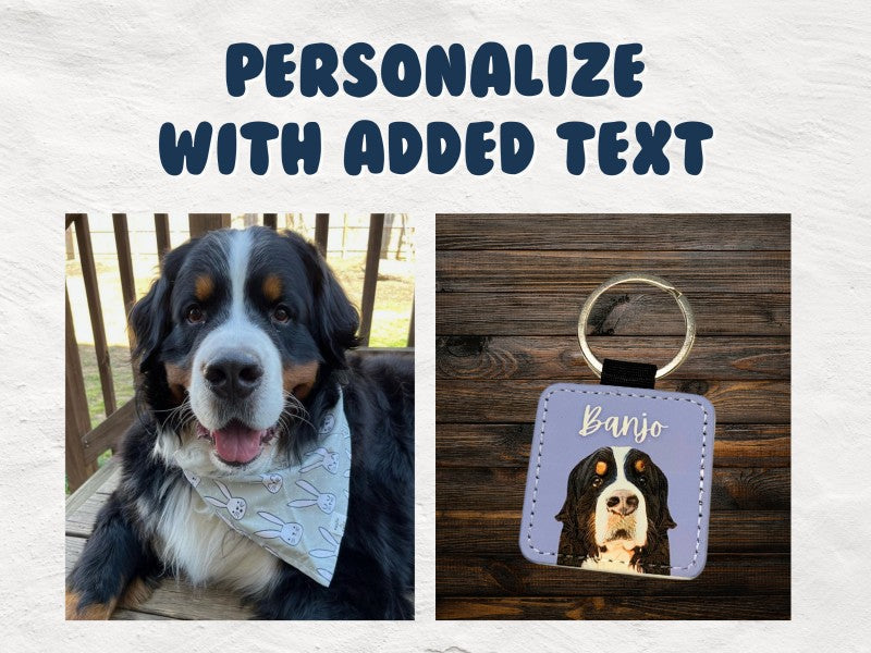 HKM-3715389 Personalized Cowhide Keychain with Custom Pet Photo Pendant