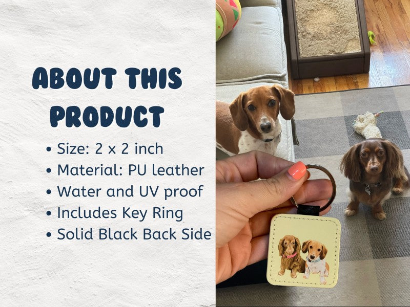 HKM-3715389 Personalized Cowhide Keychain with Custom Pet Photo Pendant
