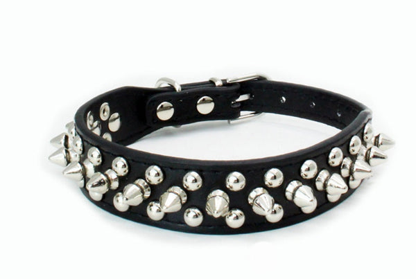 HKM-3715517 Stylish PU Leather Dog Collar with Durable Canvas Lining and Zinc Alloy Accents