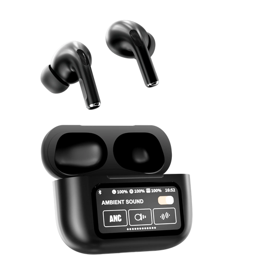 HKM-371603 A9Pro Bluetooth TWS In-Ear Headphones with LED Smart Screen, ANC, ENC, Touch Control, Blue Color