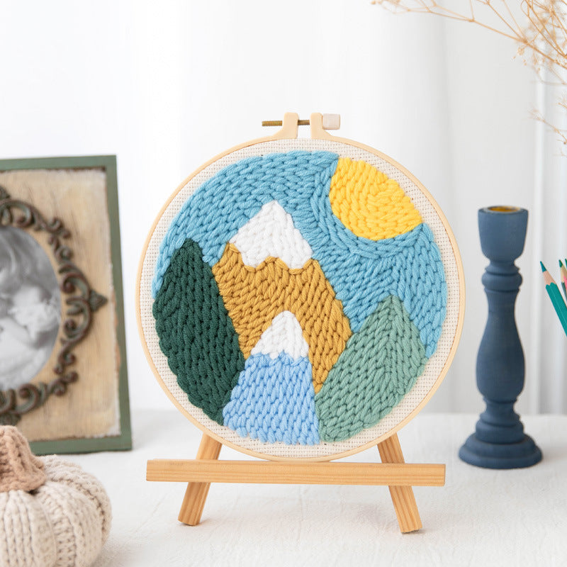 HKM-371603 Modern Minimalist Russian Poke Embroidery DIY Kit for Living Room Decoration - 20 cm Hoop and Canvas