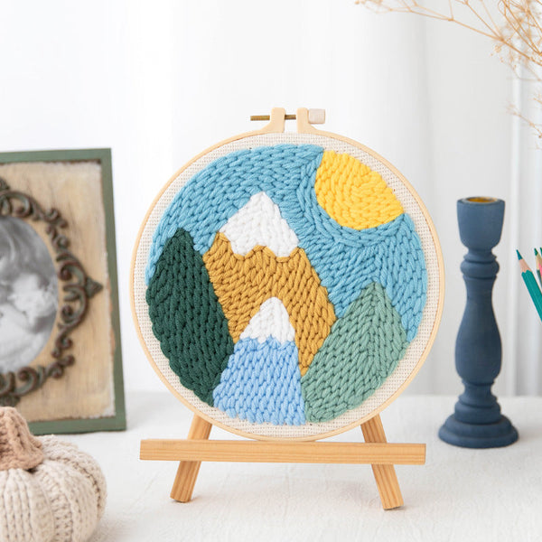 HKM-371603 Modern Minimalist Russian Poke Embroidery DIY Kit for Living Room Decoration - 20 cm Hoop and Canvas
