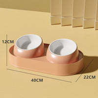 HKM-3716797 Elevated Pet Feeder with Double Bowls for Neck Protection - Non-Slip Design for Cats and Small Dogs