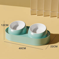 HKM-3716797 Elevated Pet Feeder with Double Bowls for Neck Protection - Non-Slip Design for Cats and Small Dogs