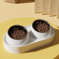 HKM-3716797 Elevated Pet Feeder with Double Bowls for Neck Protection - Non-Slip Design for Cats and Small Dogs