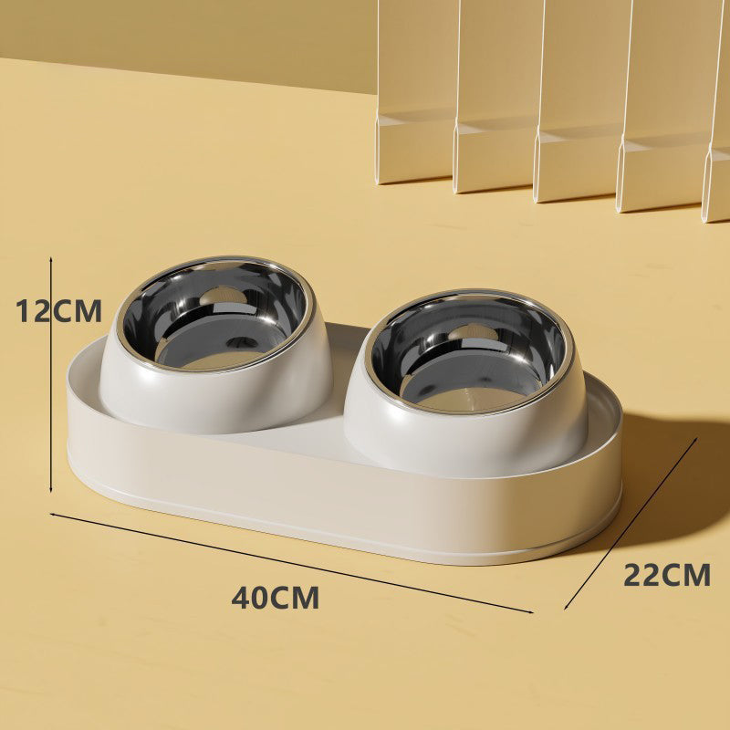HKM-3716797 Elevated Pet Feeder with Double Bowls for Neck Protection - Non-Slip Design for Cats and Small Dogs