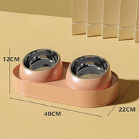 HKM-3716797 Elevated Pet Feeder with Double Bowls for Neck Protection - Non-Slip Design for Cats and Small Dogs