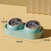 HKM-3716797 Elevated Pet Feeder with Double Bowls for Neck Protection - Non-Slip Design for Cats and Small Dogs