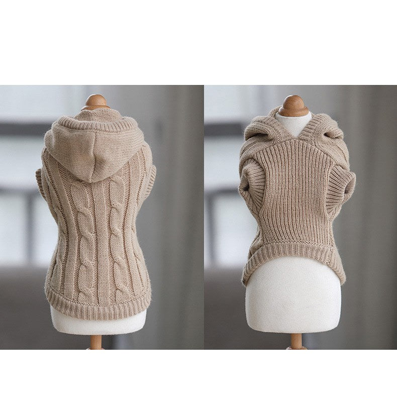 HKM-3717309 Cozy Cotton Sweater for Short-Haired Cats and Dogs - High Collar, Pink, Various Sizes Available