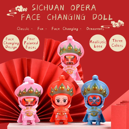 HKM-371731 Creative Mini Action Figure Toy - Chinese SiChuan Opera Face-Changing Educational Toy for Kids, 6x5.5x10.3cm