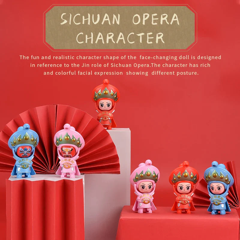 HKM-371731 Creative Mini Action Figure Toy - Chinese SiChuan Opera Face-Changing Educational Toy for Kids, 6x5.5x10.3cm