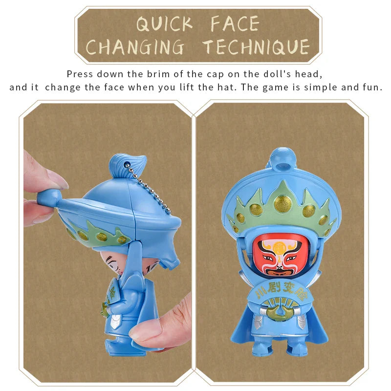 HKM-371731 Creative Mini Action Figure Toy - Chinese SiChuan Opera Face-Changing Educational Toy for Kids, 6x5.5x10.3cm