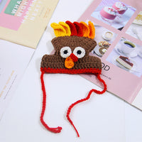 HKM-3717693 Knitted Cartoon Pet Hat for Cats and Dogs ¨C Four Seasonal Styles in Coffee, Black, and Pumpkin Colors