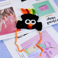 HKM-3717693 Knitted Cartoon Pet Hat for Cats and Dogs ¨C Four Seasonal Styles in Coffee, Black, and Pumpkin Colors