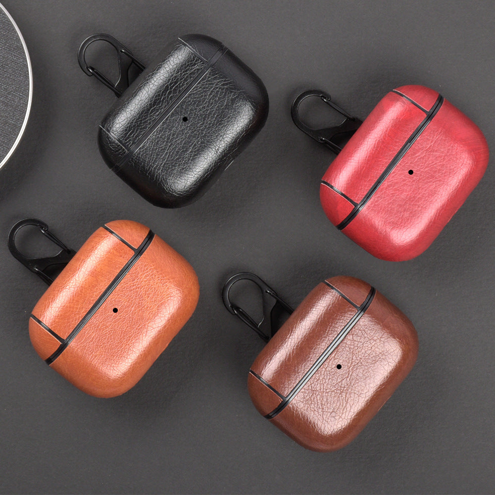 HKM-371795 Leather Wireless Bluetooth Earphone Protector Case Compatible with iPhone - Solid Color Options Available