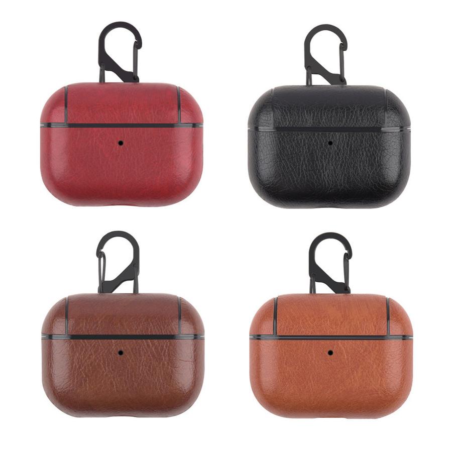 HKM-371795 Leather Wireless Bluetooth Earphone Protector Case Compatible with iPhone - Solid Color Options Available