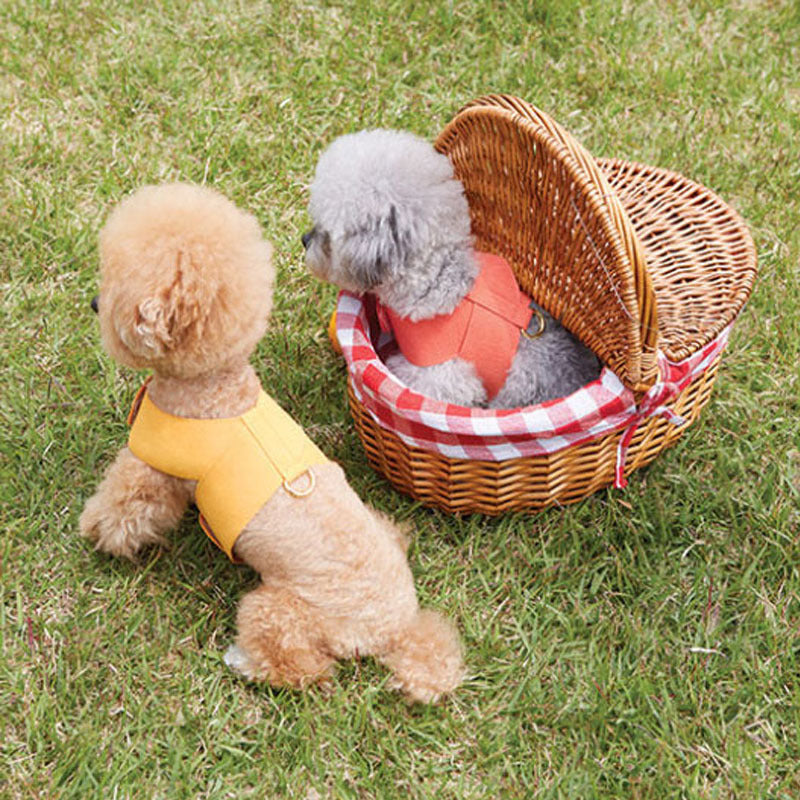 HKM-3718589 Woven Cotton Dog Chest Strap Leash - Adjustable Fit in Red, Yellow, Green, Beige