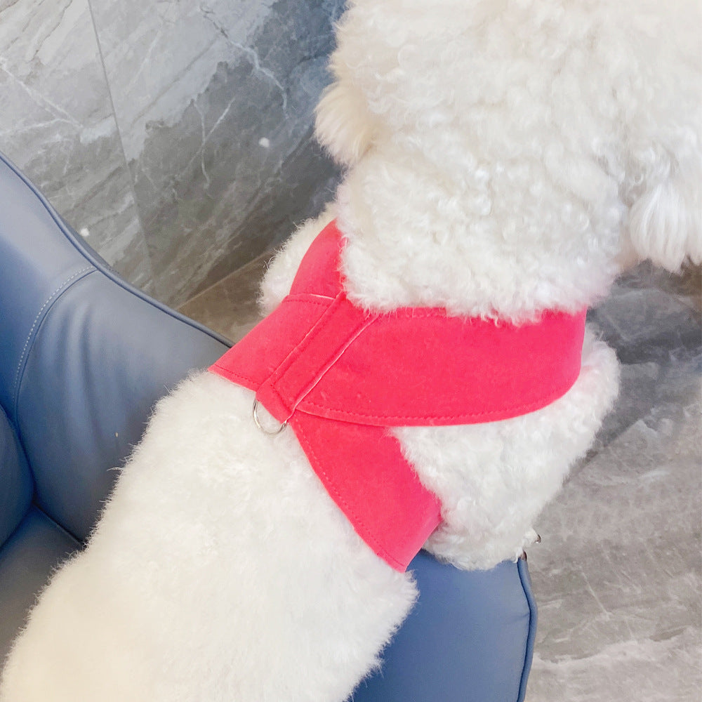 HKM-3718589 Woven Cotton Dog Chest Strap Leash - Adjustable Fit in Red, Yellow, Green, Beige