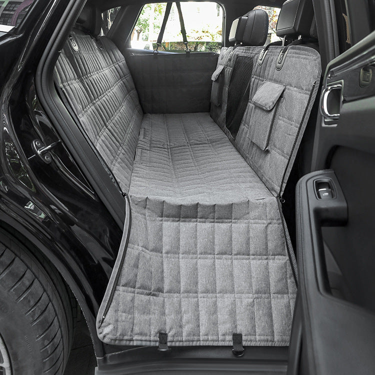 HKM-371859 Water and Dirt Resistant Vehicle-Mounted Pet Mat - Light Gray and Black, 137x147cm