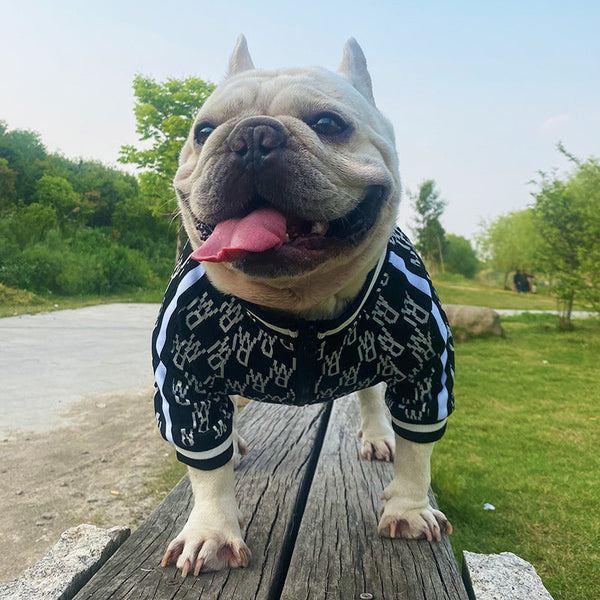 HKM-3718973 Stretchy Zip-Up Dog Jacket for All Sizes - Leisure Pet Clothing in Black and White