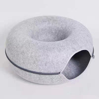 HKM-3719357 Cozy Round Cat Tunnel Nest - Soft Felt Pet Bed for Cats