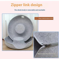 HKM-3719357 Cozy Round Cat Tunnel Nest - Soft Felt Pet Bed for Cats