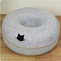 HKM-3719357 Cozy Round Cat Tunnel Nest - Soft Felt Pet Bed for Cats