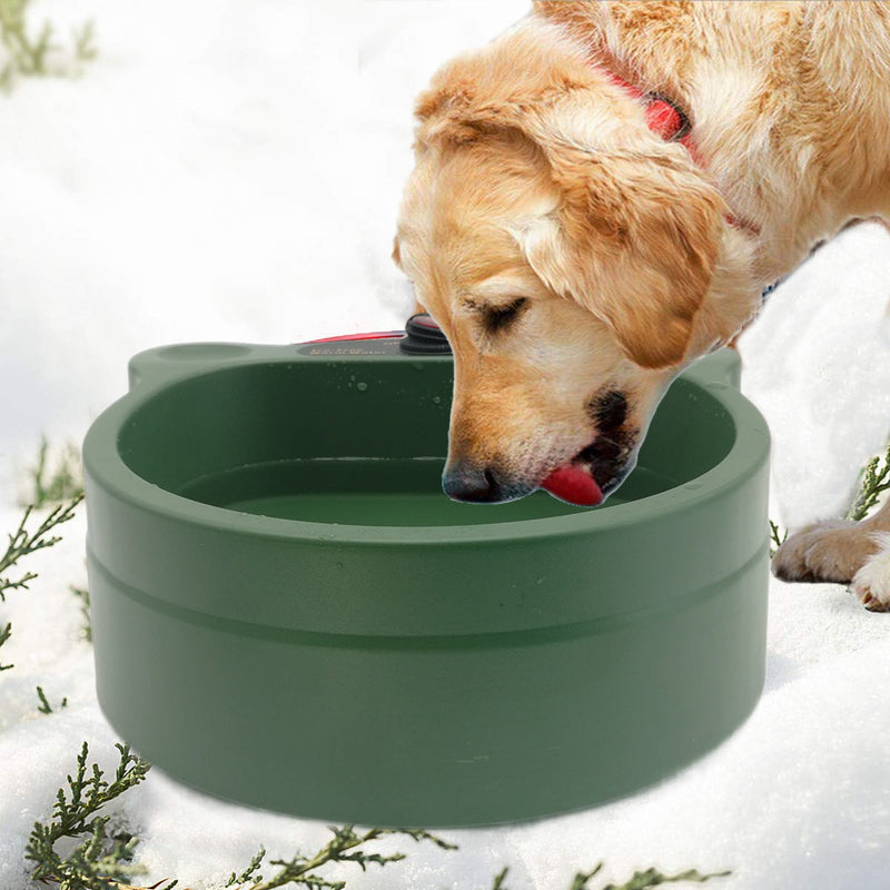 HKM-3719485 Constant Temperature Pet Water Bowl for Cats and Dogs - Durable ABS Plastic, Green, 24x24x12CM
