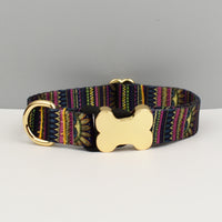 HKM-3720765 Ethnic Style Printed Nylon Pet Collar with Bone Buckle - Various Sizes
