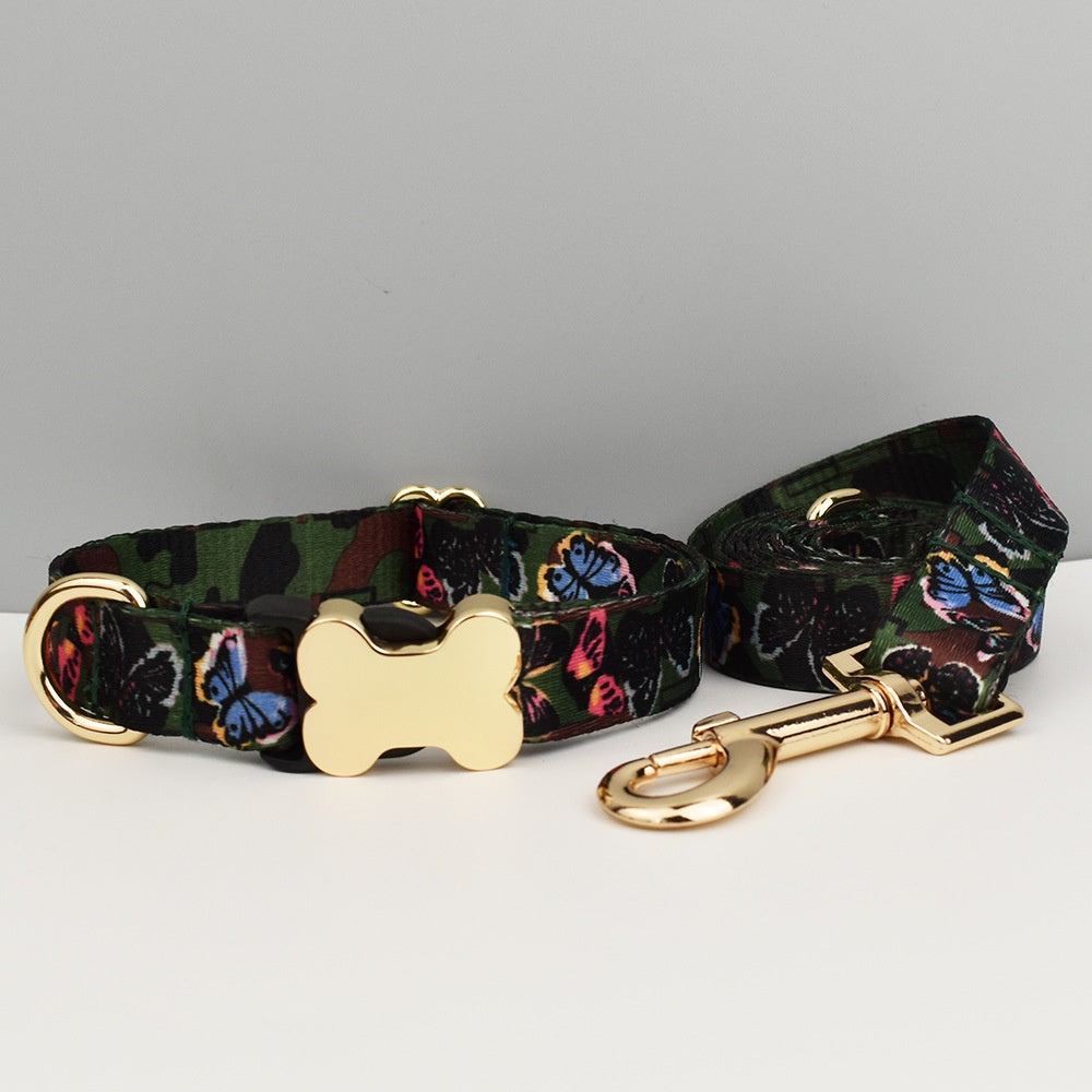 HKM-3720765 Ethnic Style Printed Nylon Pet Collar with Bone Buckle - Various Sizes