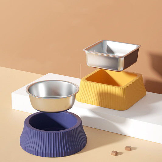 HKM-372115 Stainless Steel Dog Bowl - Anti-Overturning Design for Pets, Available in Multiple Sizes and Colors