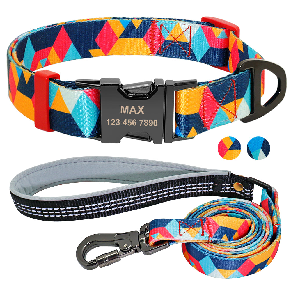 HKM-3721277 Personalized Dog Tag Collars for Small to Medium Dogs - Blue & Orange Options