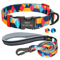 HKM-3721277 Personalized Dog Tag Collars for Small to Medium Dogs - Blue & Orange Options
