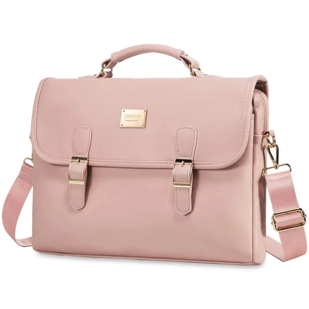HKM-372307 Stylish 15.6 in Laptop Briefcase for Women - Functional Shoulder Satchel with Protective Sleeve