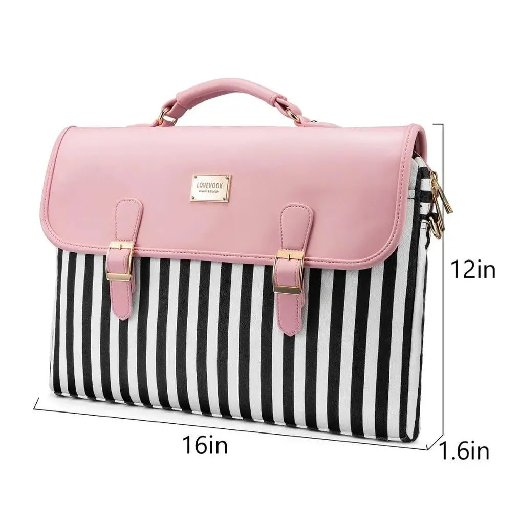 HKM-372307 Stylish 15.6 in Laptop Briefcase for Women - Functional Shoulder Satchel with Protective Sleeve