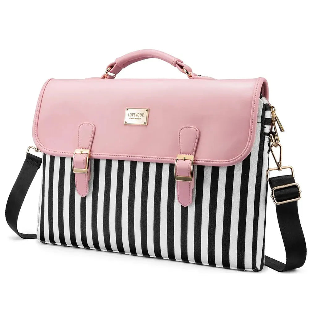HKM-372307 Stylish 15.6 in Laptop Briefcase for Women - Functional Shoulder Satchel with Protective Sleeve