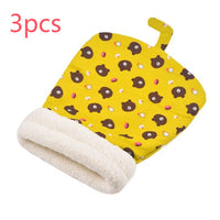 HKM-3723325 Cozy Pocketable Winter Sleeping Bag Cat Nest in Blue Rabbit, Pink Deer, and Yellow Bear Designs