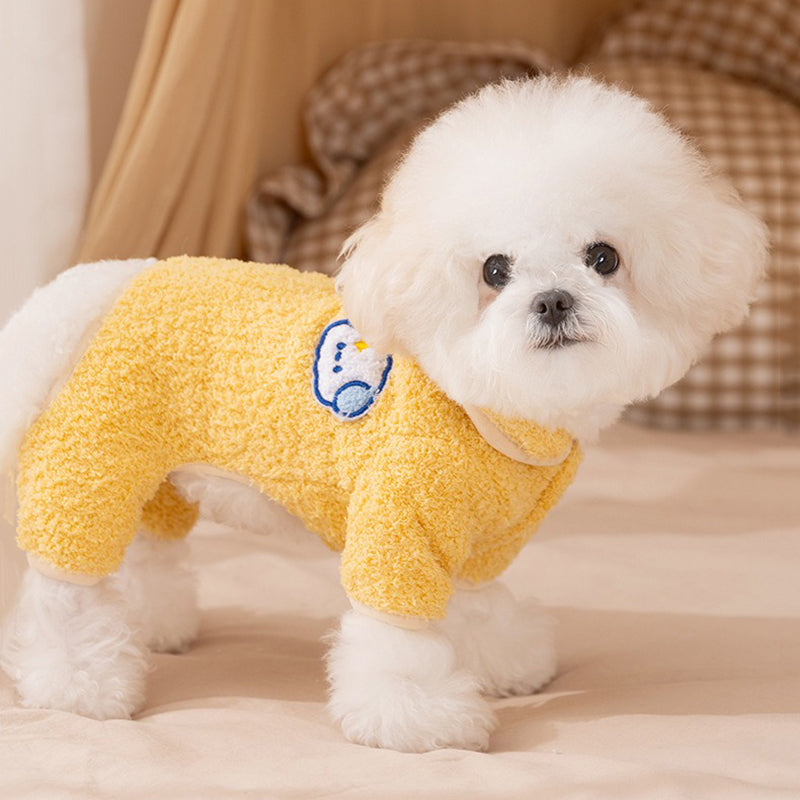 HKM-3723837 Cozy Plush Dog Pajamas One-Piece Suit for Winter Wear and Snuggling
