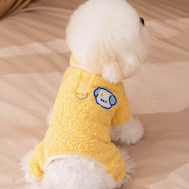 HKM-3723837 Cozy Plush Dog Pajamas One-Piece Suit for Winter Wear and Snuggling