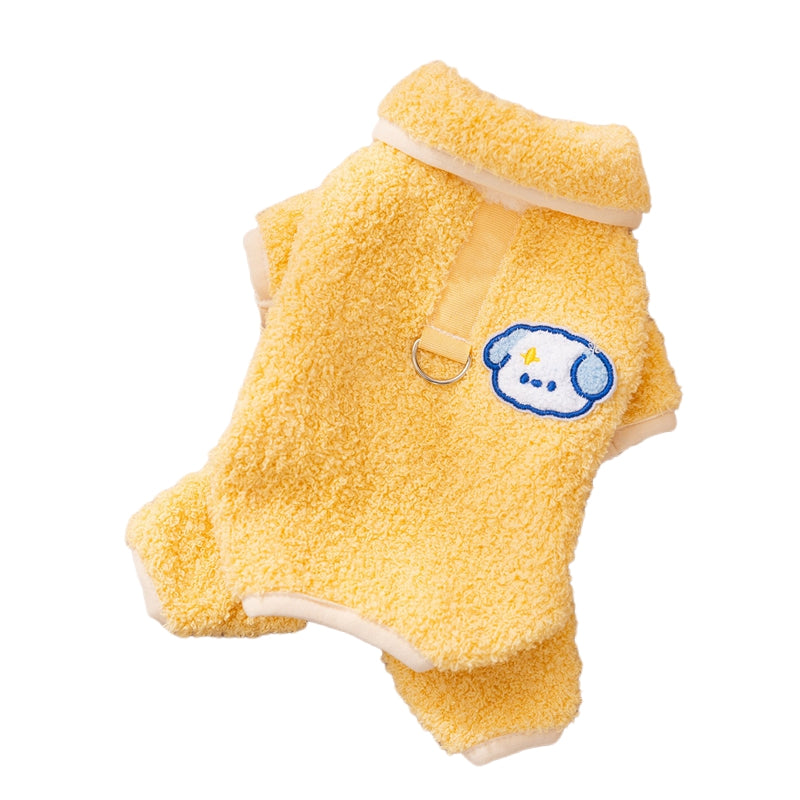 HKM-3723837 Cozy Plush Dog Pajamas One-Piece Suit for Winter Wear and Snuggling
